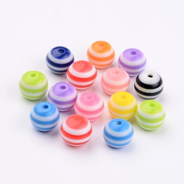 10mm Resin Stripe Beads (20pcs)