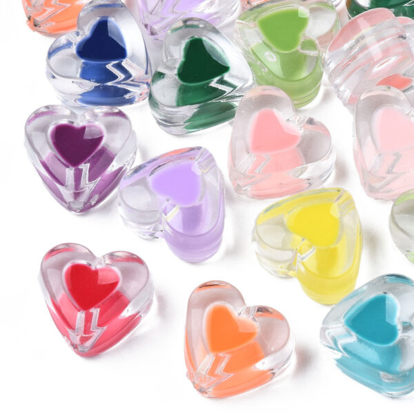 3pcs Acrylic Heart Bead
