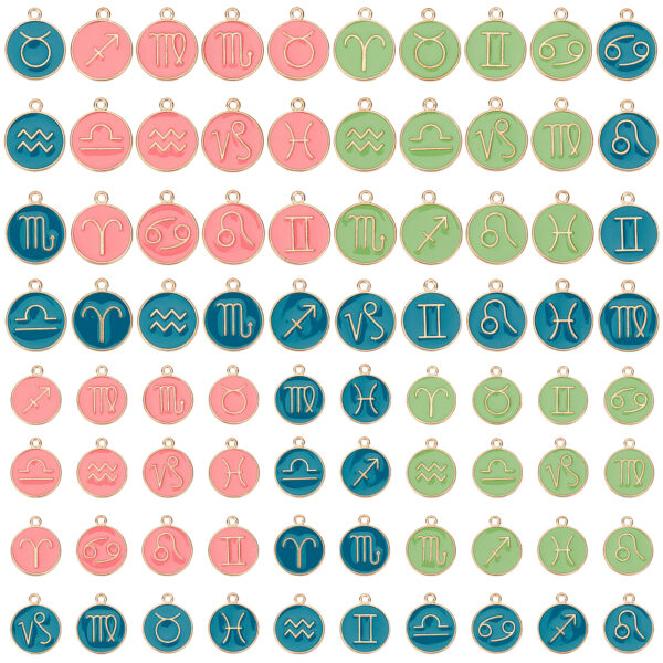2pcs Zodiac Enamel Charm