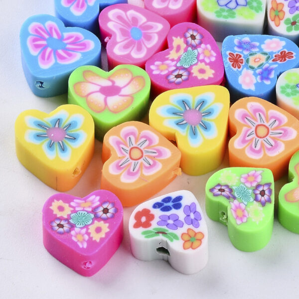 40pcs Polymer Clay Bead, Heart