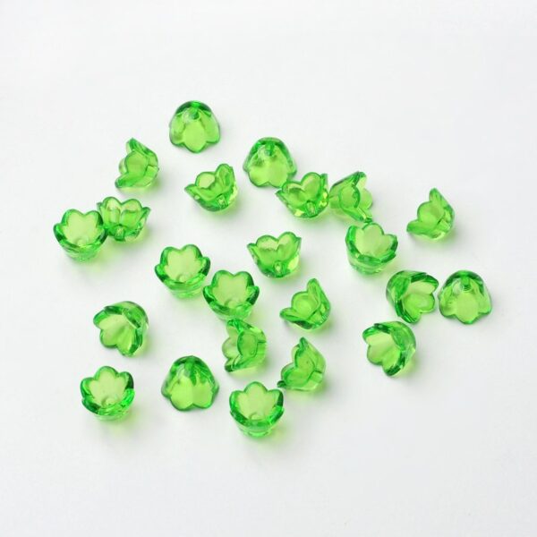 Flower Cap Acrylic Bead, Green