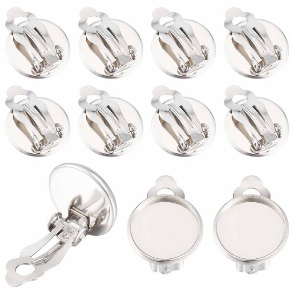2pcs Stainless Steel Clip-on Earrings Findings