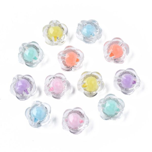 30pcs Faceted Acrylic Bead, Flower