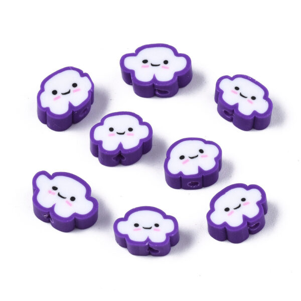 20pcs Polymer Clay Smile Beads, Purple