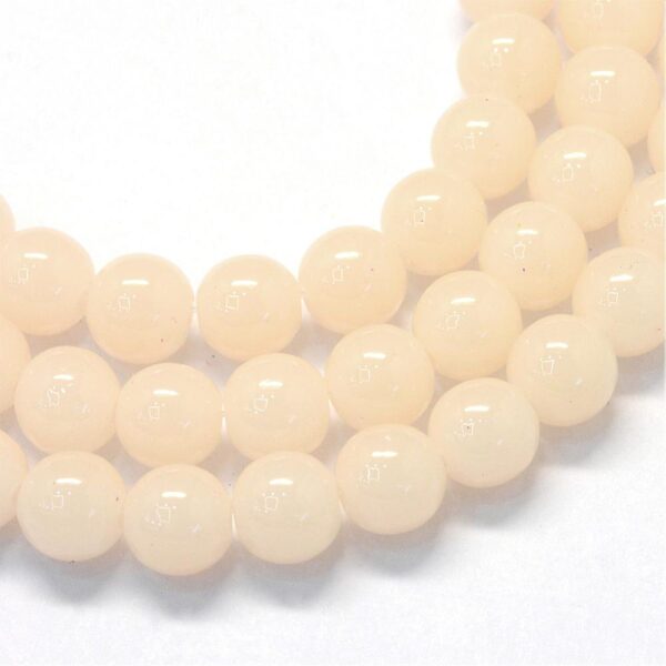10mm Glass Bead Strand, Blanched Almond