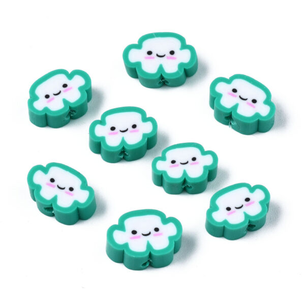 Cloud Polymer Clay bead, Green (20pcs)